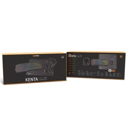 Krom Combo Gaming PC Kenta 4 en 1 con Retroiluminación RGB Negro